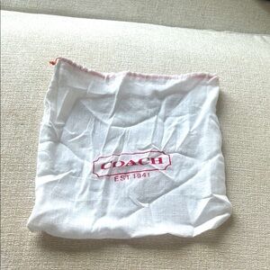 Coach White and Red Logo Dust Bag